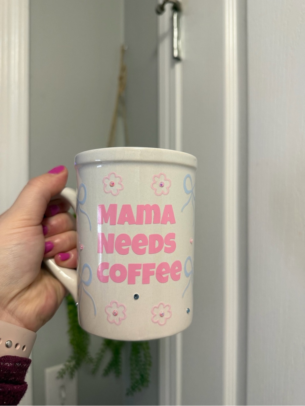 Mama Needs Coffee Pink Ceramic Mug